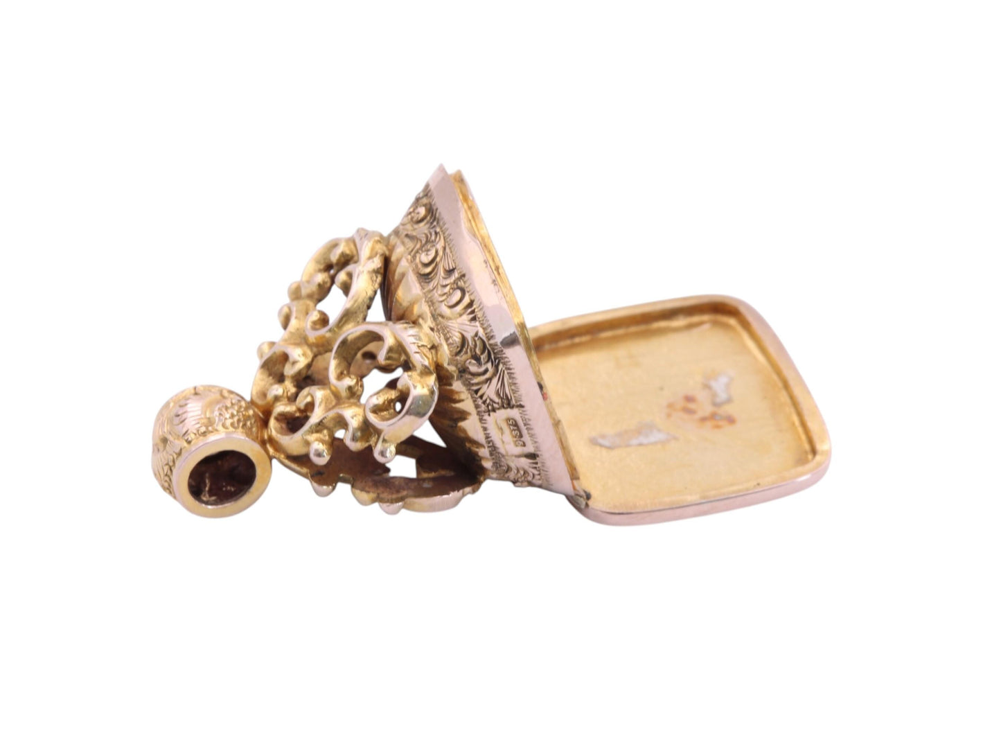 Antique 9ct Gold Decorative Pendant Seal with Hidden Locket Compartment | c.1896