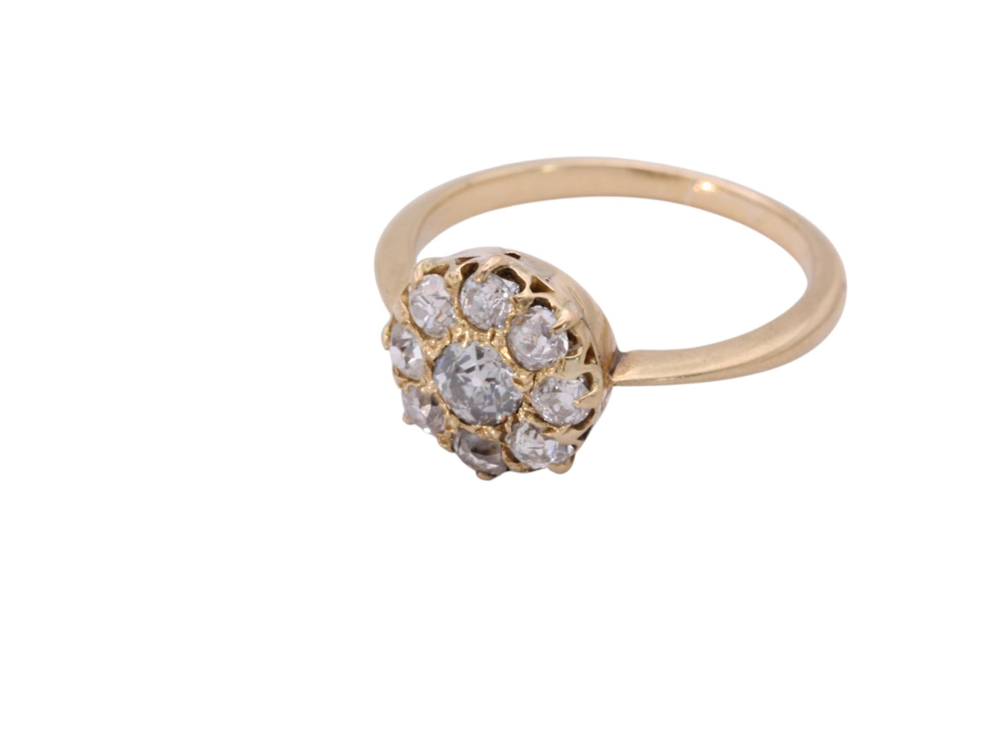 Antique 18ct Gold Old Mine Cut Diamond Cluster Ring | Victorian c.1890