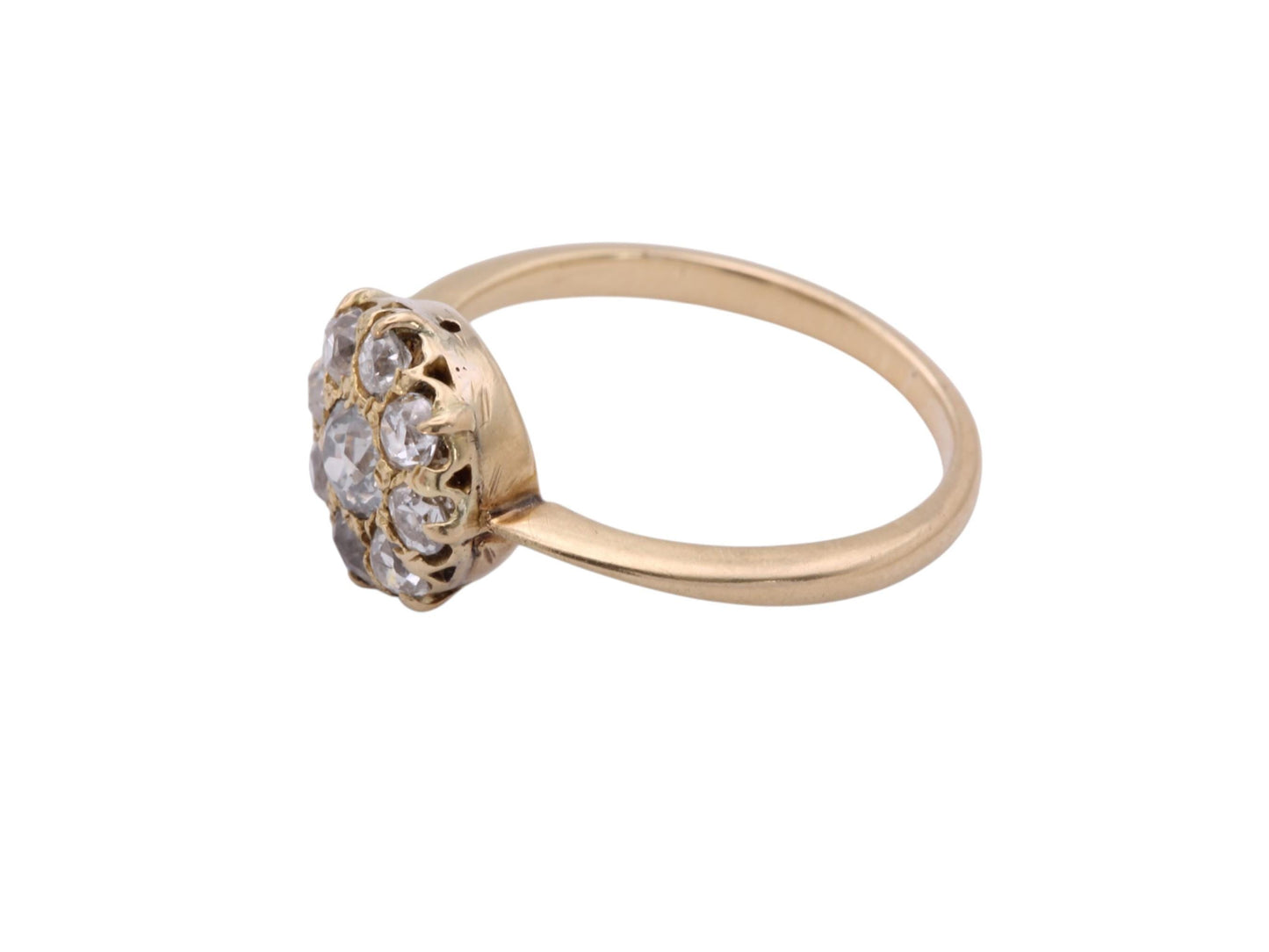 Antique 18ct Gold Old Mine Cut Diamond Cluster Ring | Victorian c.1890