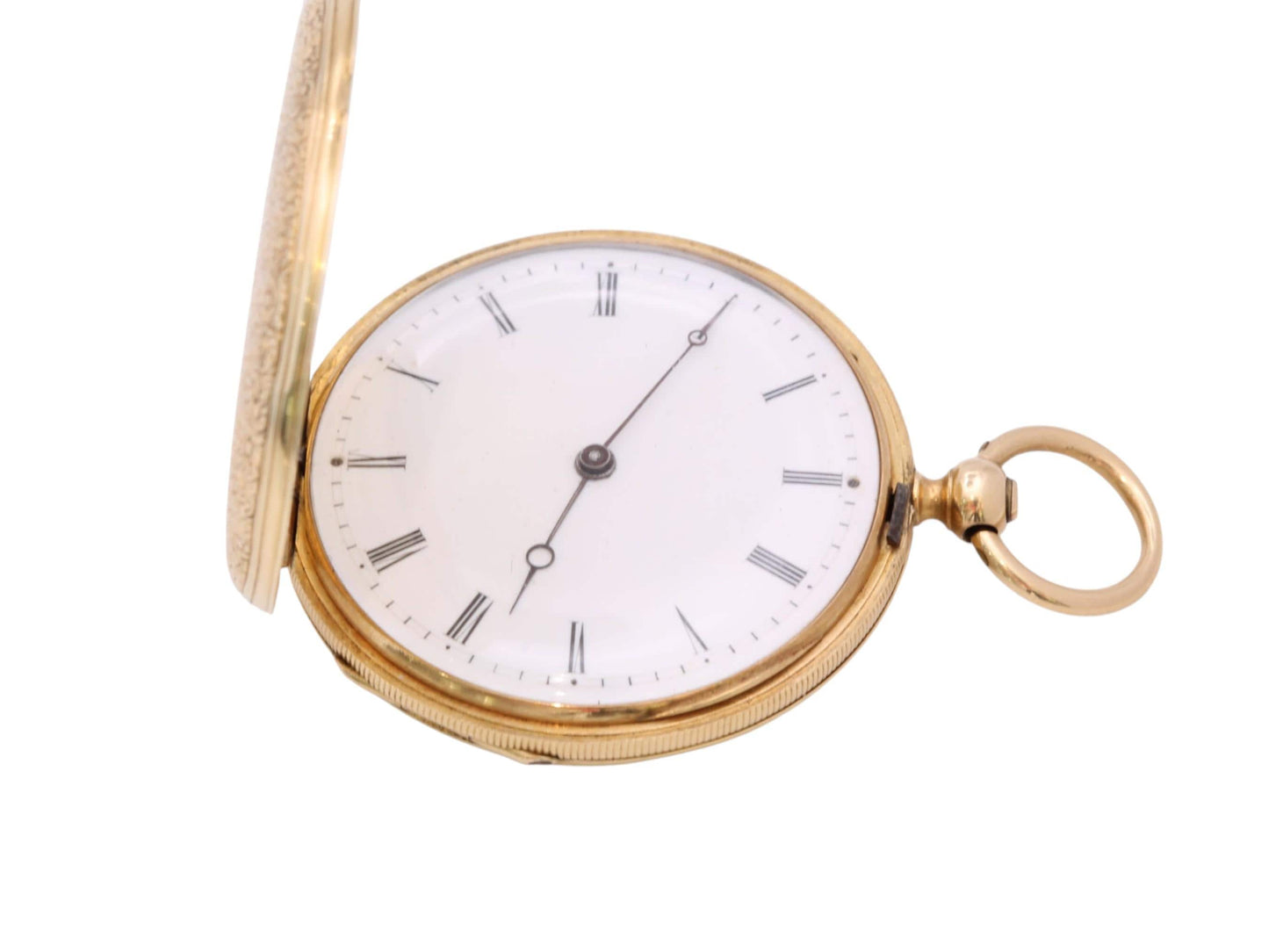 Antique 18ct Gold Swiss Ladies Pocket Watch | Chased Dog Scene | c.1880