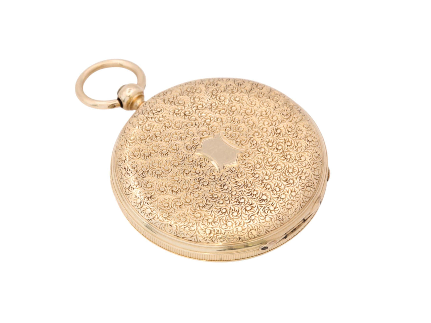 Antique 18ct Gold Swiss Ladies Pocket Watch | Chased Dog Scene | c.1880