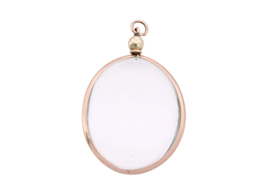 Antique 9ct Gold Oval Screw-Top Glass Locket | Keepsake Photo Locket
