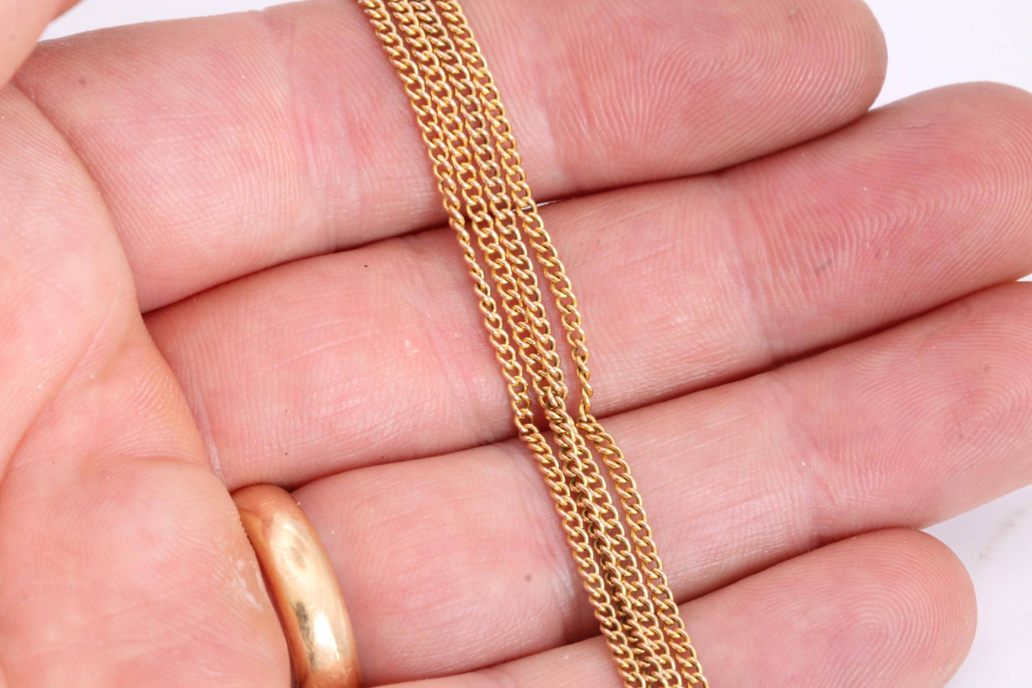 Antique 9ct Yellow Gold Curb Link Necklace, 20.25"