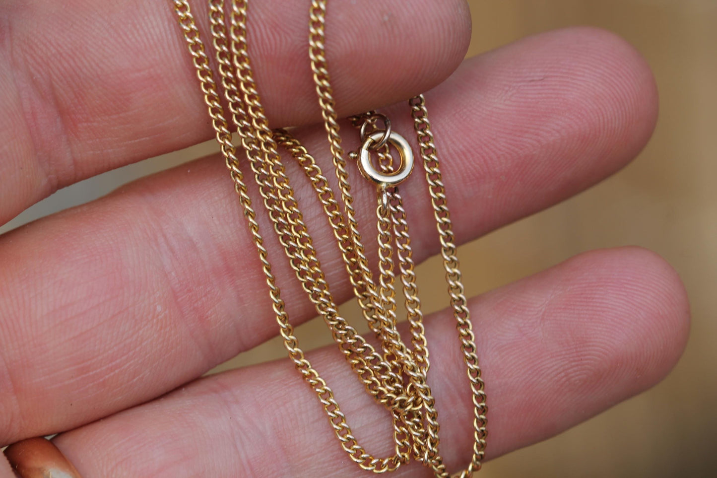 Antique 9ct Yellow Gold Curb Link Necklace, 20.25"