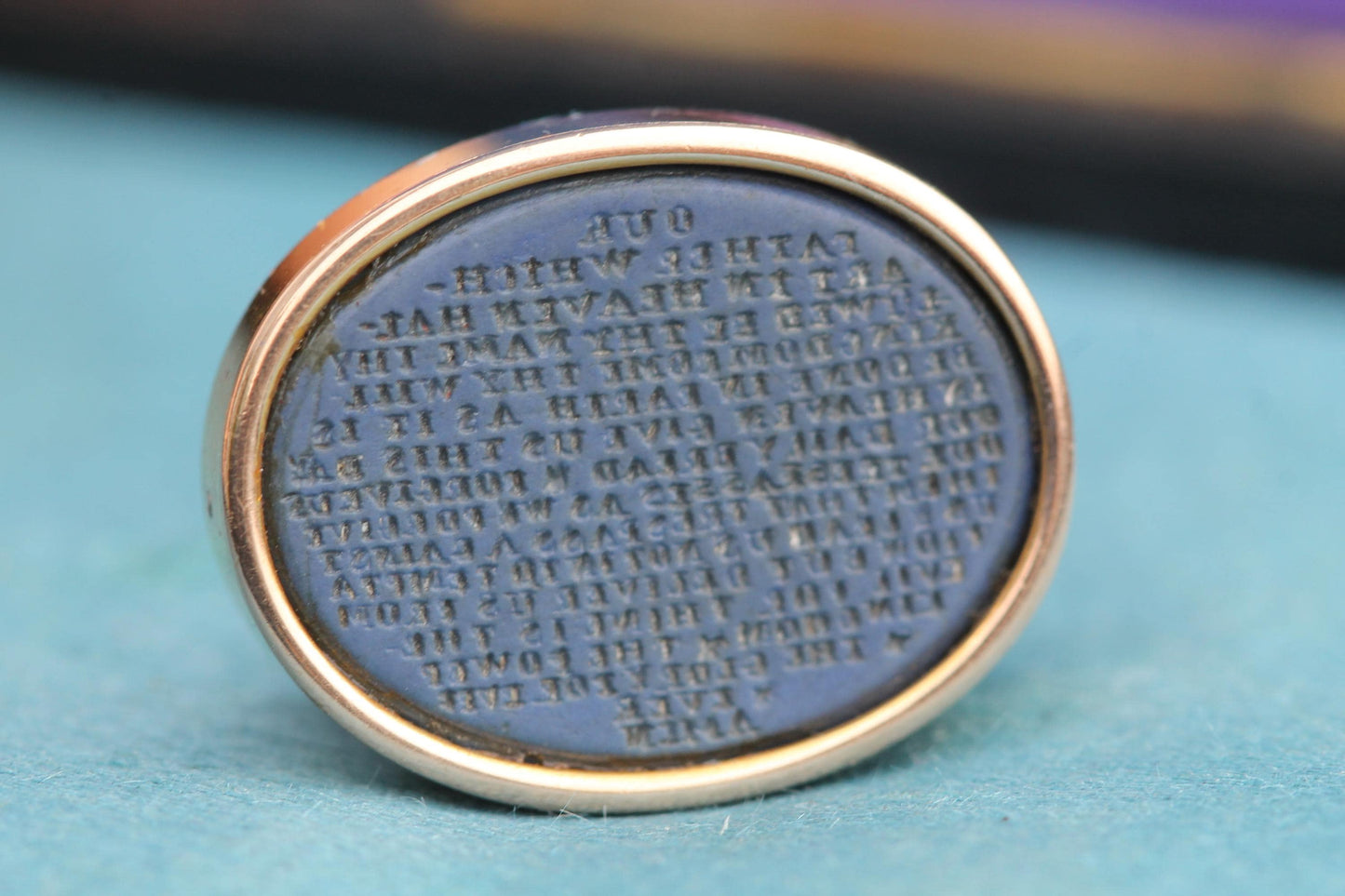 Antique 15ct Gold Lord's Prayer Chalcedony Intaglio | c.1880