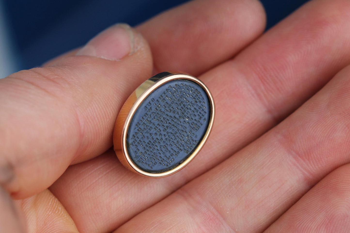 Antique 15ct Gold Lord's Prayer Chalcedony Intaglio | c.1880