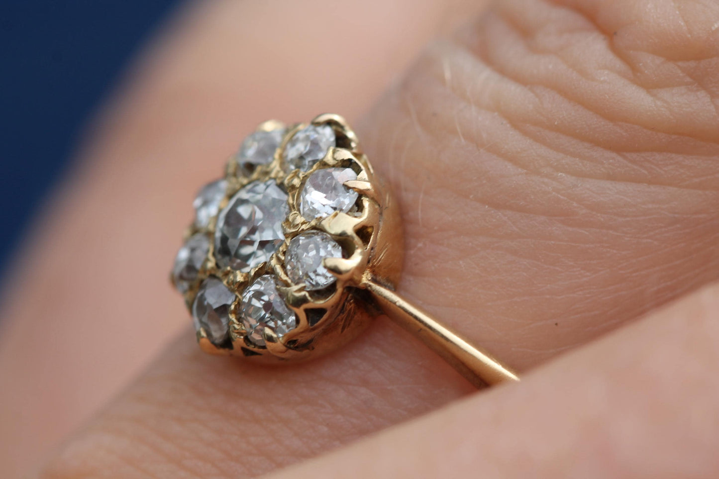Antique 18ct Gold Old Mine Cut Diamond Cluster Ring | Victorian c.1890