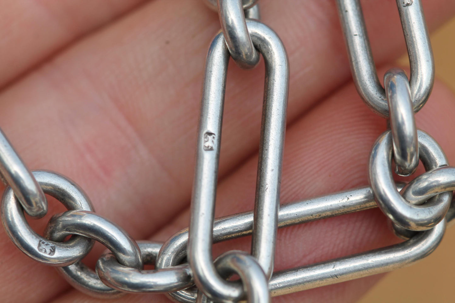 Antique Sterling Silver Albert Watch Chain Necklace | Trombone Link | 1898
