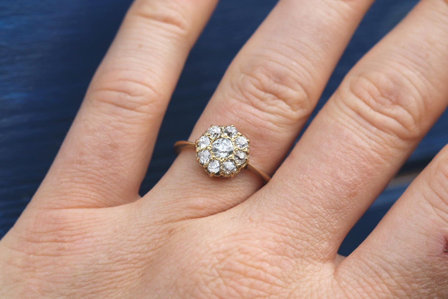 Antique 18ct Gold Old Mine Cut Diamond Cluster Ring | Victorian c.1890