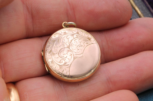Antique 9ct Rose Gold Locket | Hand Chased | Edwardian