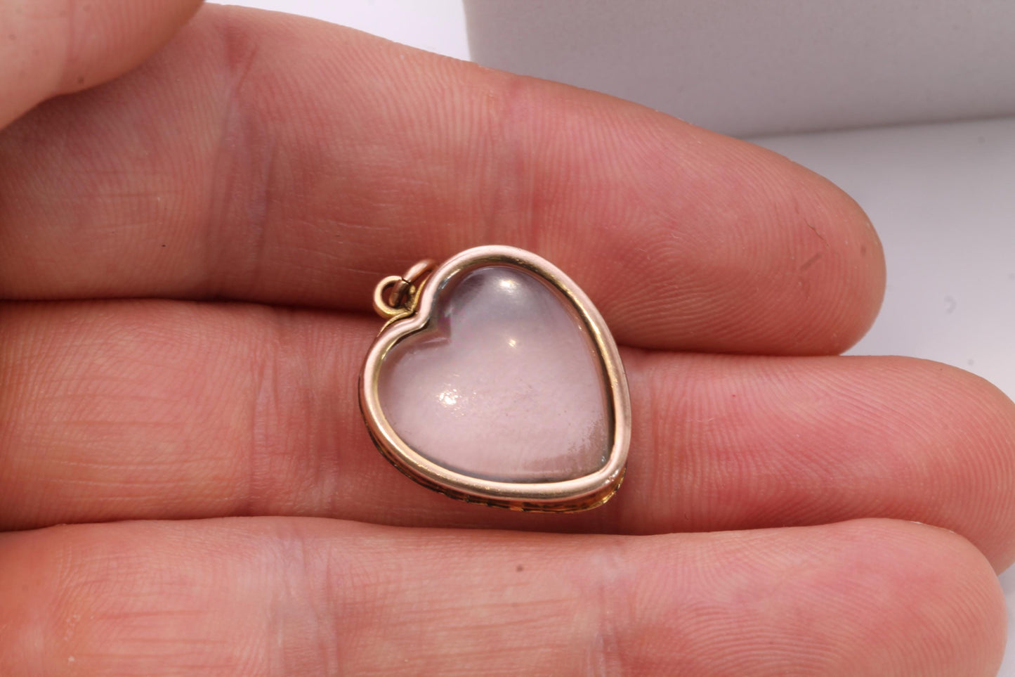 Antique 9ct Gold Heart Pendant With Glass Panels | Keepsake Locket | Edwardian