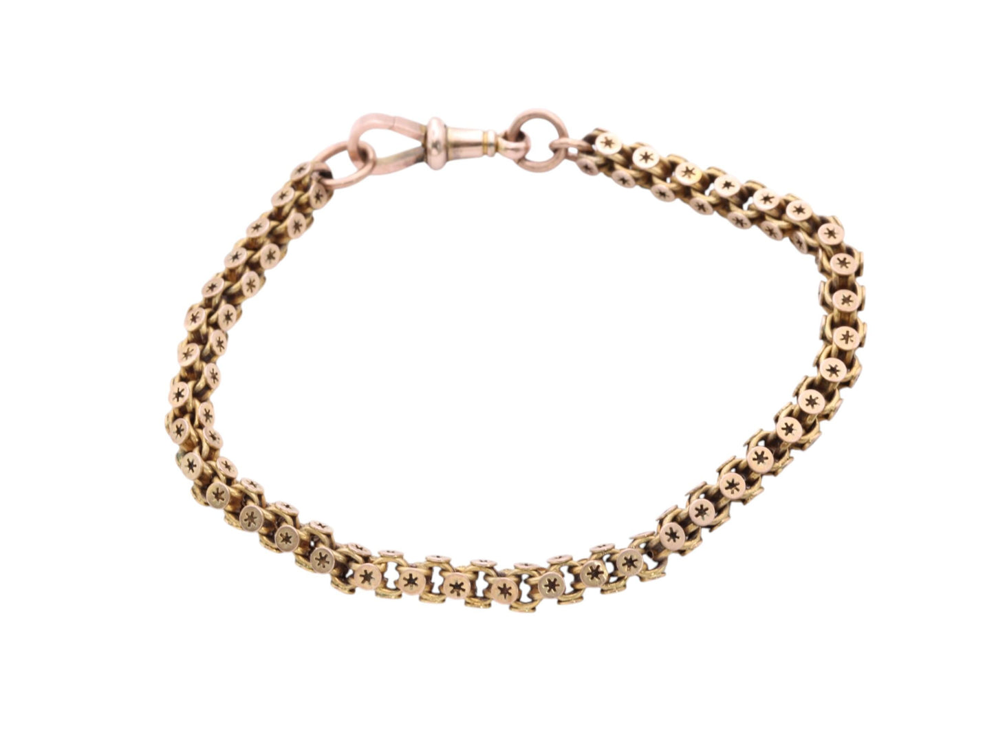 Antique 9ct Gold Star Link Bracelet | Pierced Star Links | Victorian c.1880 | Dog Clasp