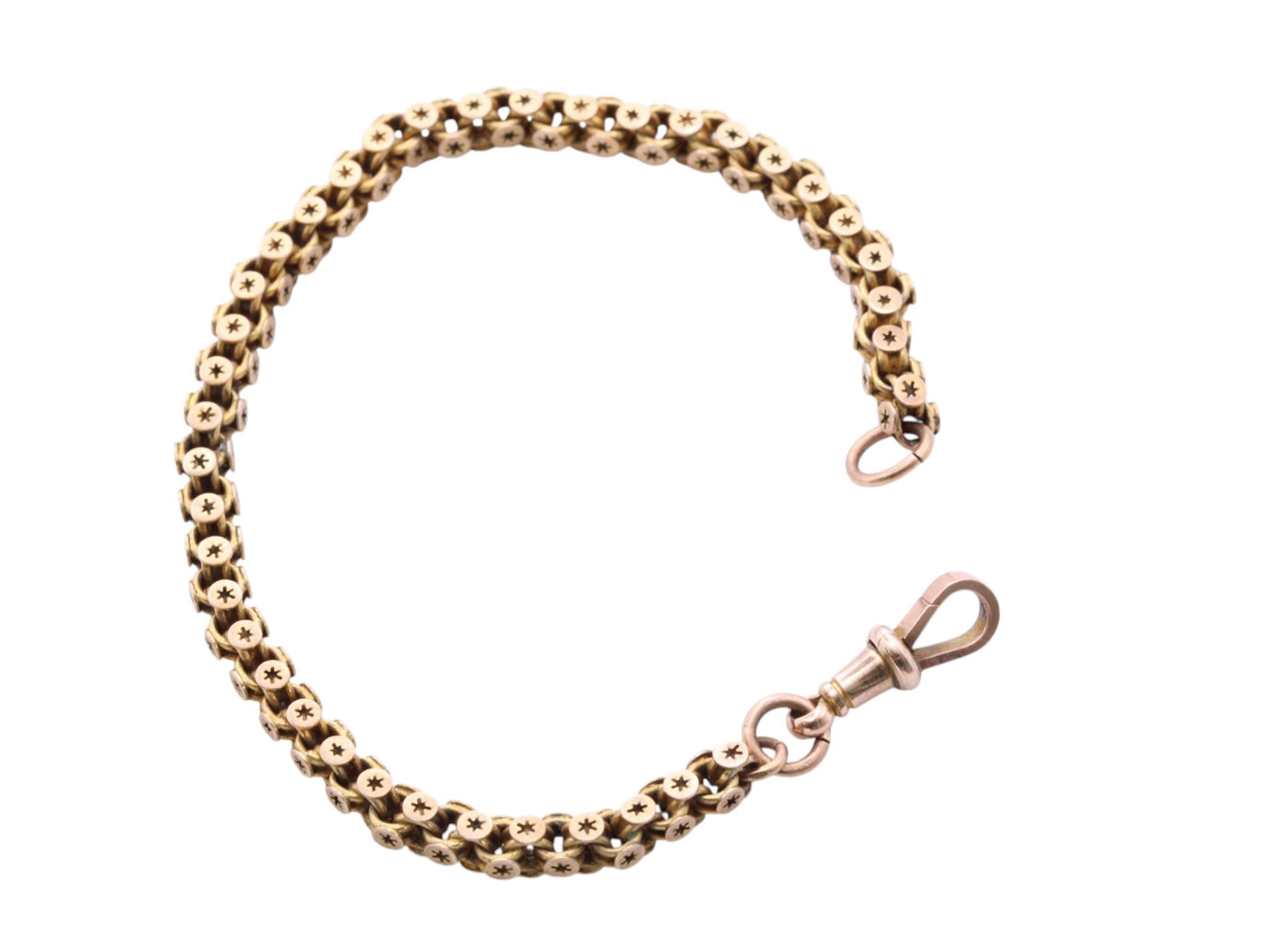 Antique 9ct Gold Star Link Bracelet | Pierced Star Links | Victorian c.1880 | Dog Clasp