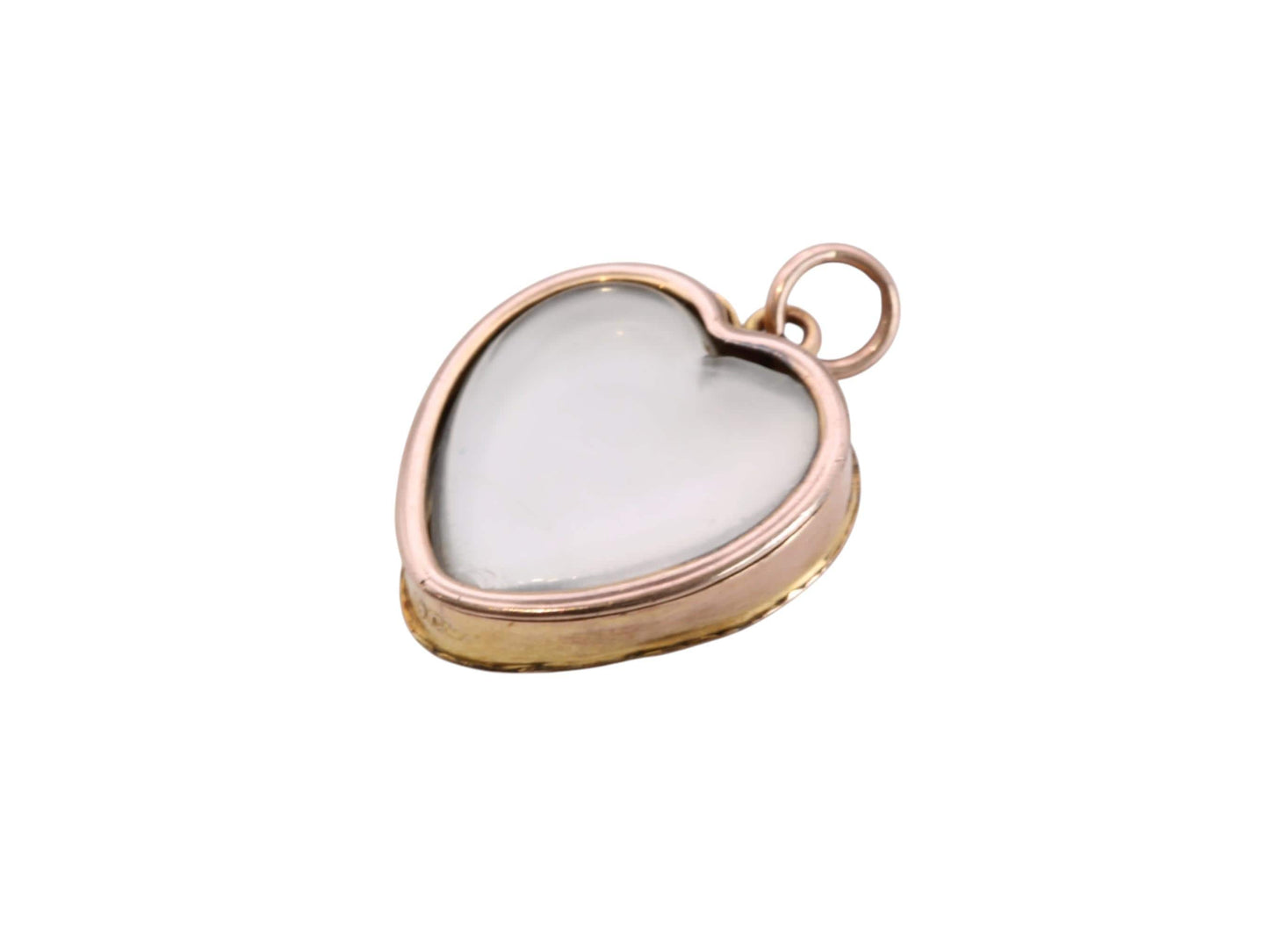 Antique 9ct Gold Heart Pendant With Glass Panels | Keepsake Locket | Edwardian