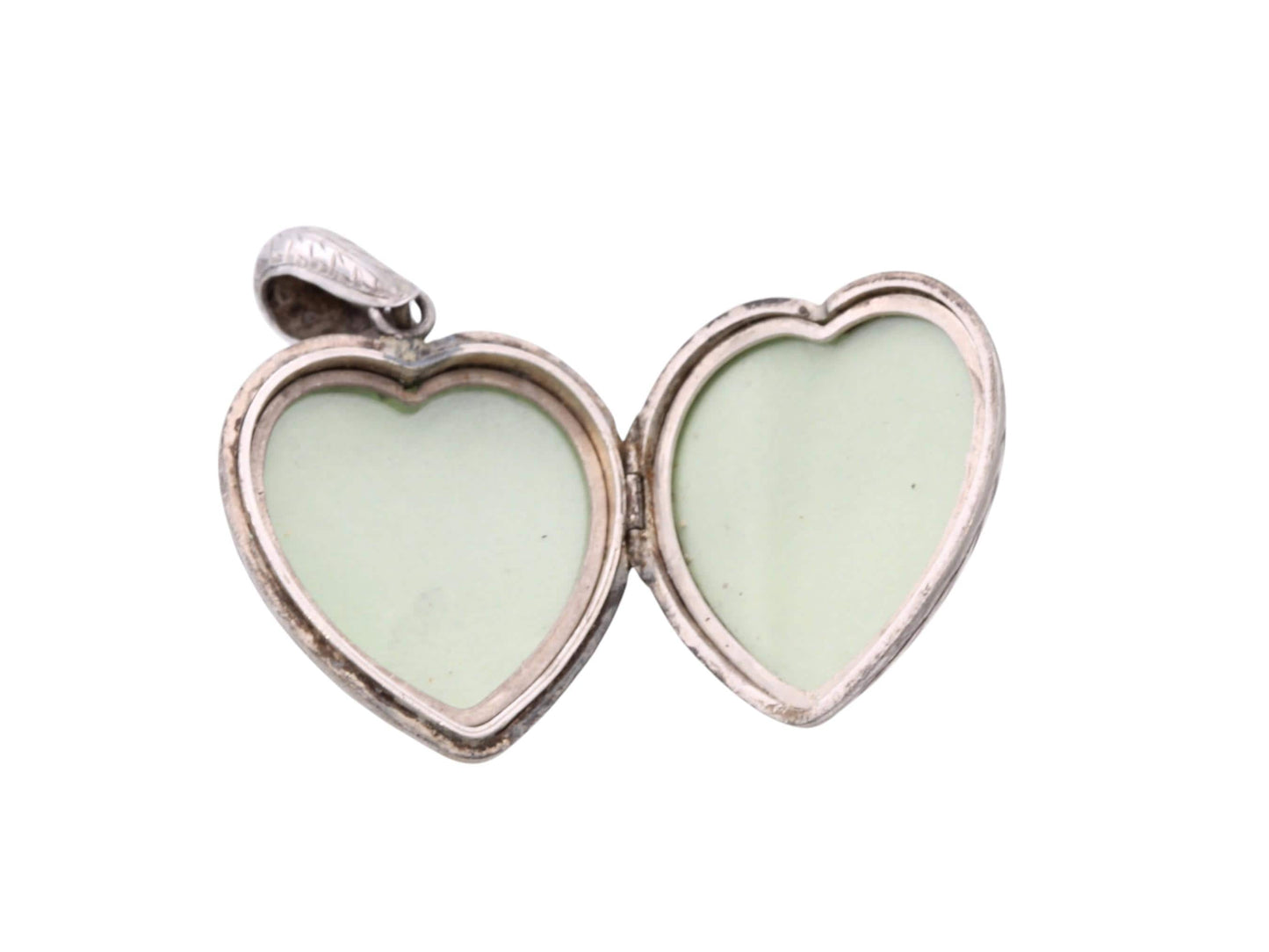 Antique Sterling Silver Heart Locket | Fern Leaf Chasing | c.1890