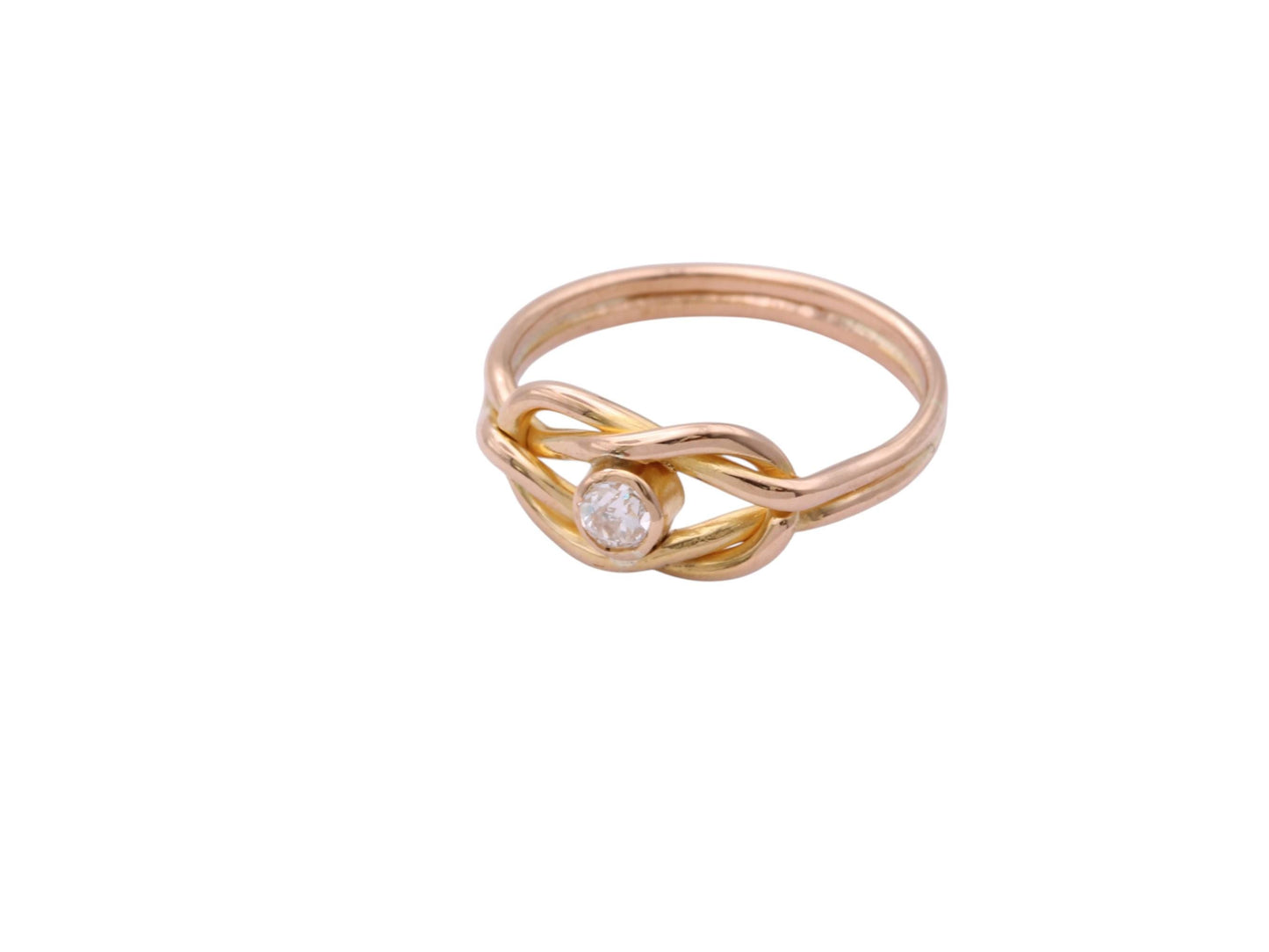 Antique 18ct Gold Lover's Knot Ring | Old Mine Cut Diamond | Victorian c.1880
