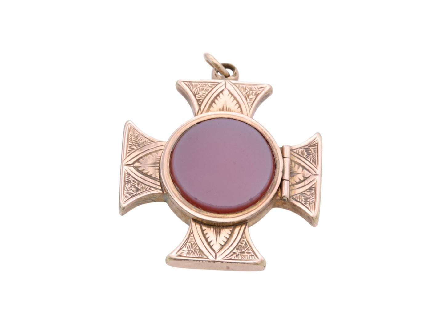 Antique 9ct Gold Maltese Cross Pendant | Sardonyx Locket Panel | Victorian