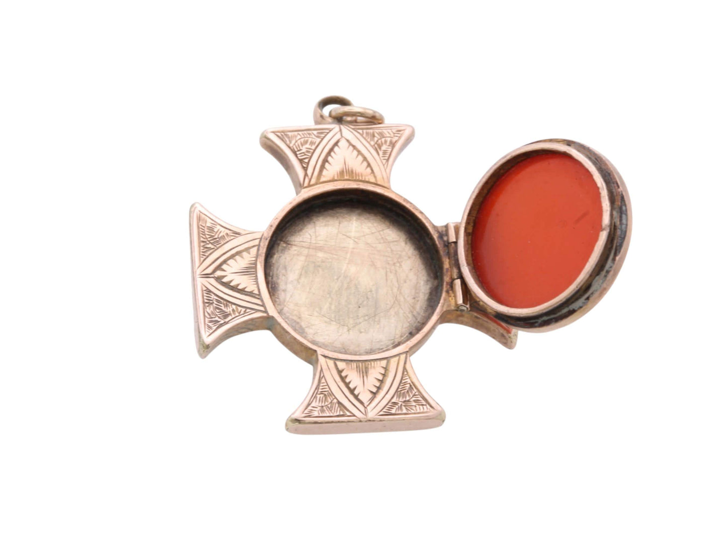 Antique 9ct Gold Maltese Cross Pendant | Sardonyx Locket Panel | Victorian
