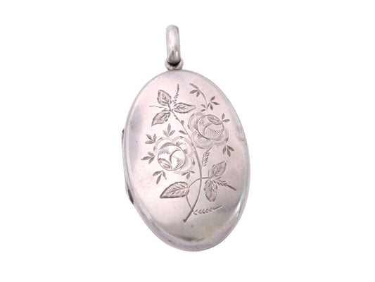 Antique Sterling Silver Locket | Rose Chasing | Birmingham 1881