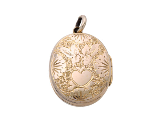 Antique 9ct Gold Locket | Ivy & Heart Chasing | Victorian c.1880