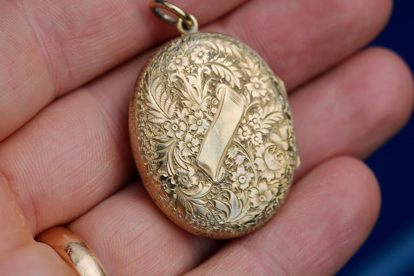 Antique Victorian 15ct Gold Locket | Forget-Me-Not & Fern Chasing | Fleur de Lis