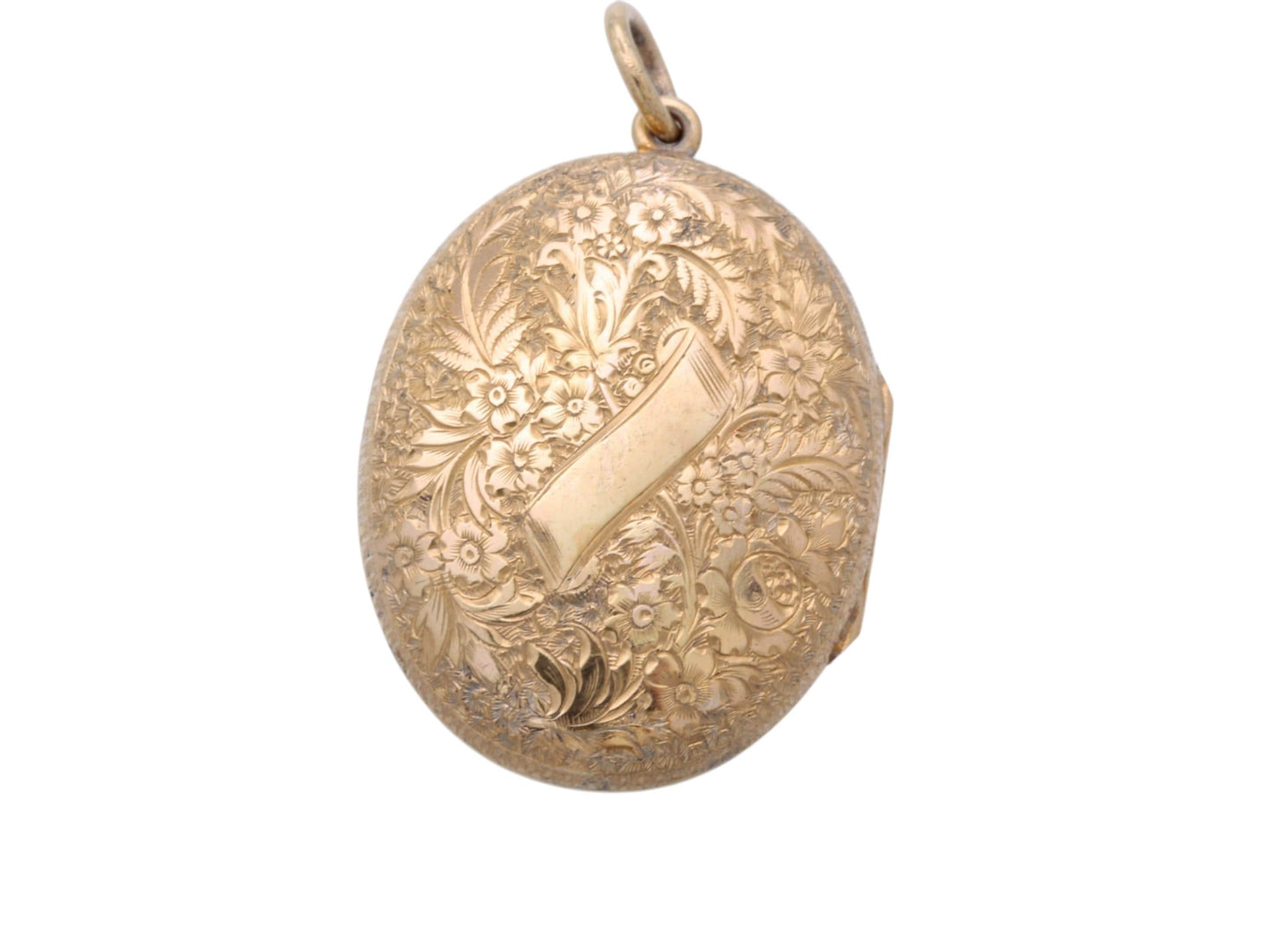 Antique Victorian 15ct Gold Locket | Forget-Me-Not & Fern Chasing | Fleur de Lis