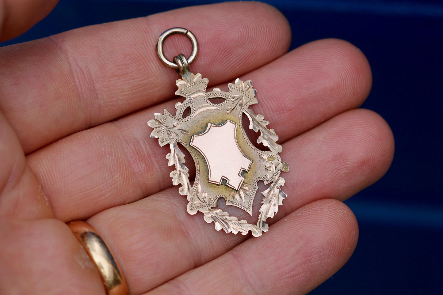 Antique 9ct Rose Gold Shield Pendant | 1913