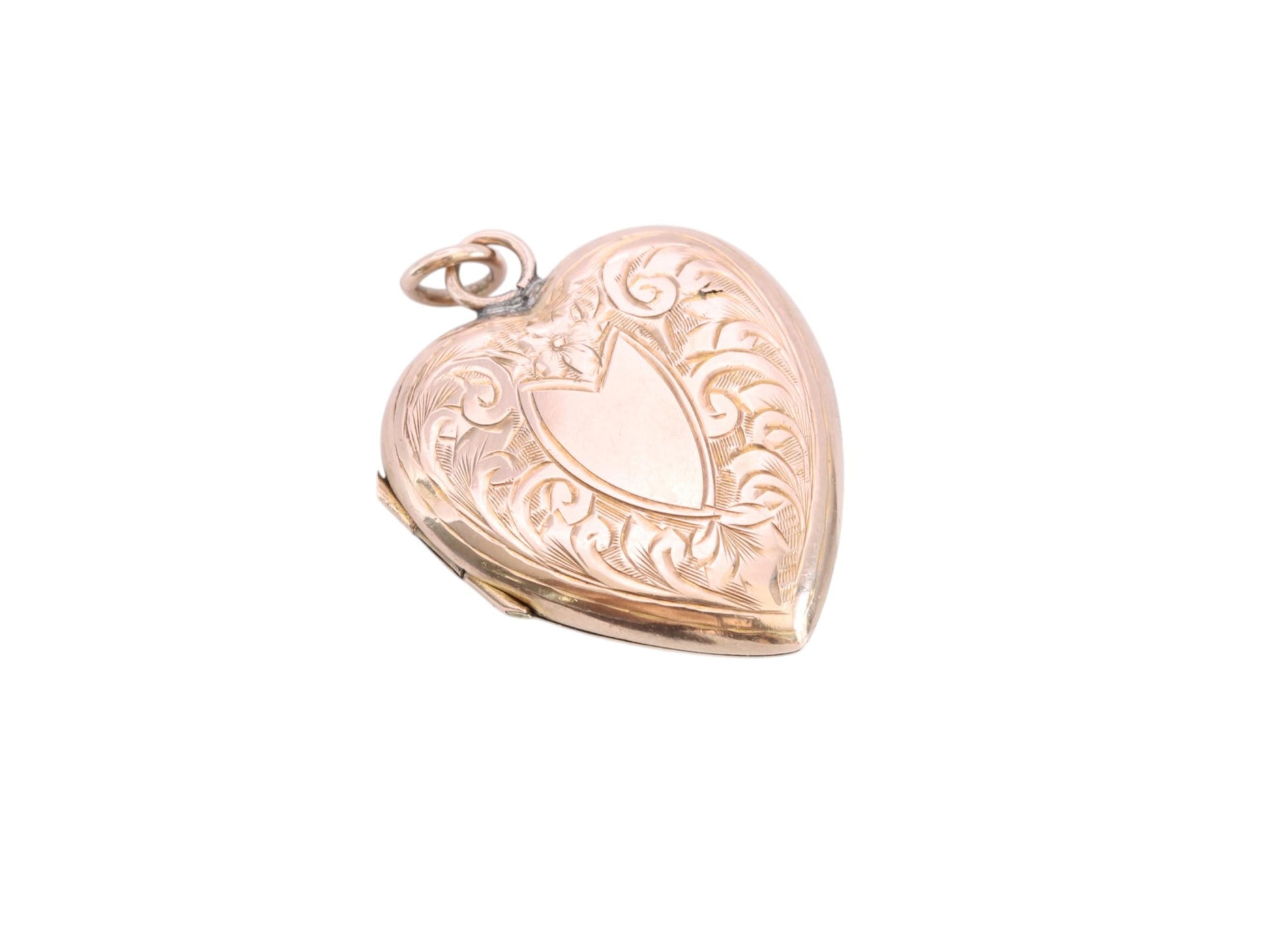 Antique-9ct-Rose-Gold-Heart-Locket-|-Floral-Chasing-|-Edwardian