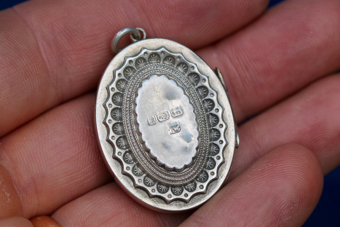 Antique Sterling Silver Locket | Chased Swallow in Flight | Victorian 1884