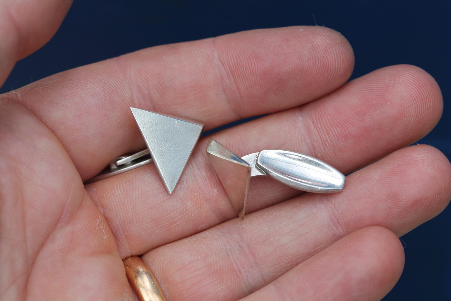 Vintage Sterling Silver Triangular Cufflinks | Danish