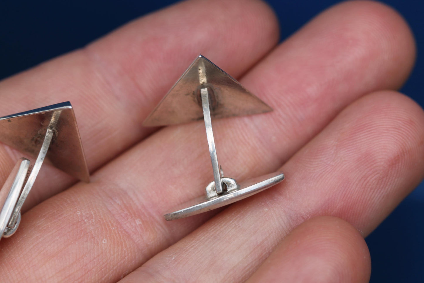 Vintage Sterling Silver Triangular Cufflinks | Danish