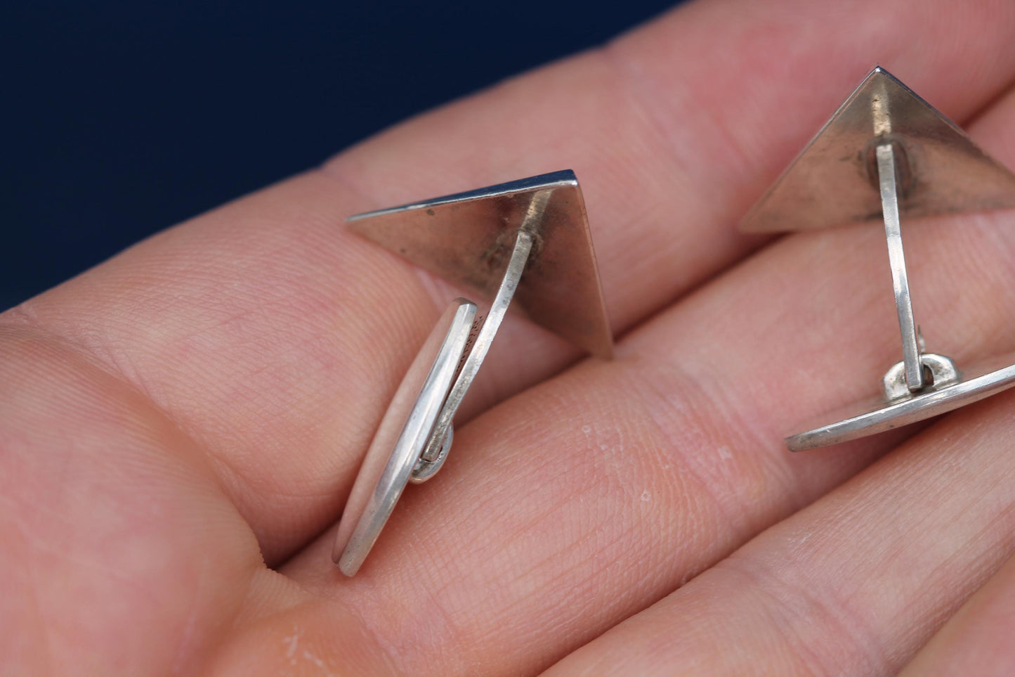 Vintage Sterling Silver Triangular Cufflinks | Danish