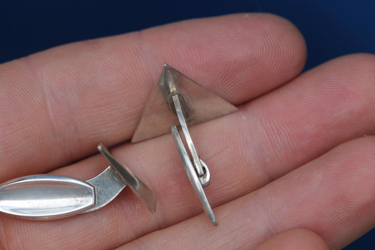 Vintage Sterling Silver Triangular Cufflinks | Danish