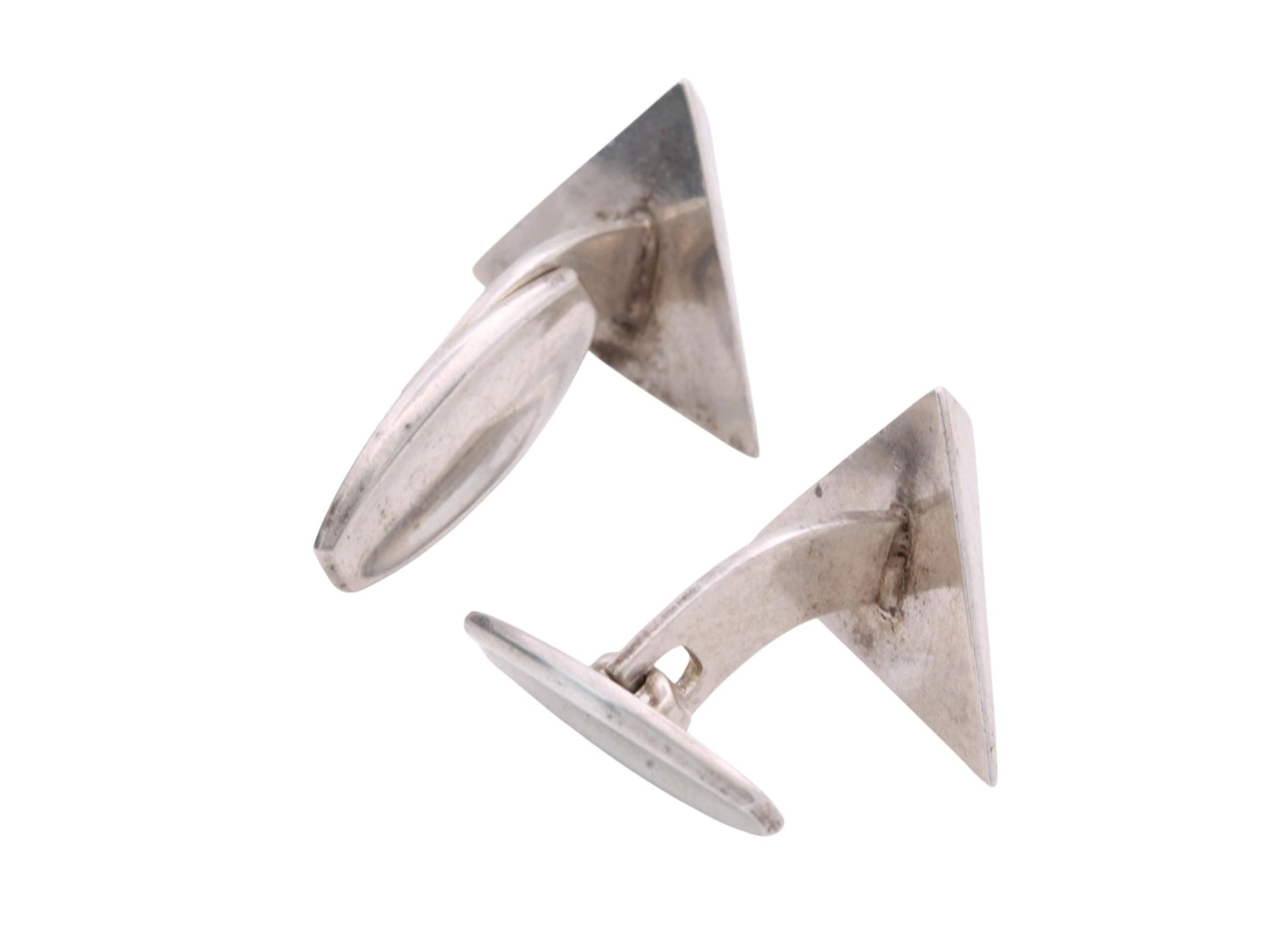 Vintage Sterling Silver Triangular Cufflinks | Danish