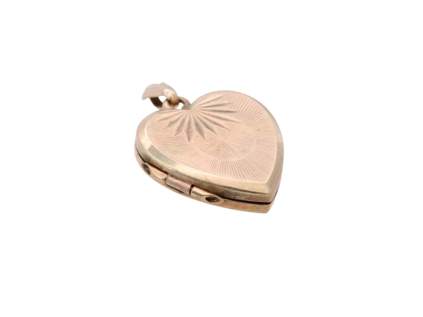 Vintage 9ct Gold Heart Locket | Starburst Design | Art Deco Styling | c.1960