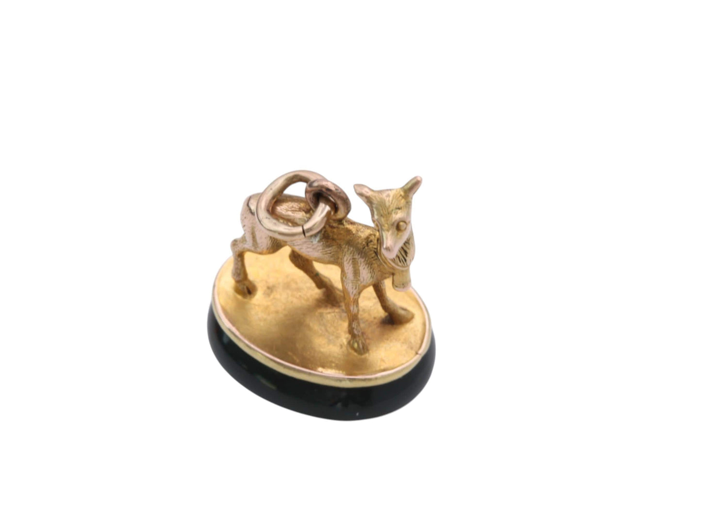 Victorian 15ct Gold Pendant | Deer On Bloodstone | c.1880