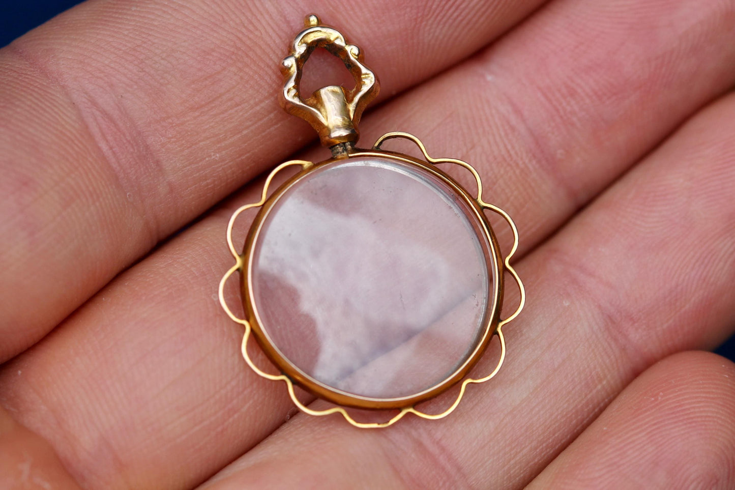 Antique 9ct Gold Glass Locket | Removable Glass| 1910