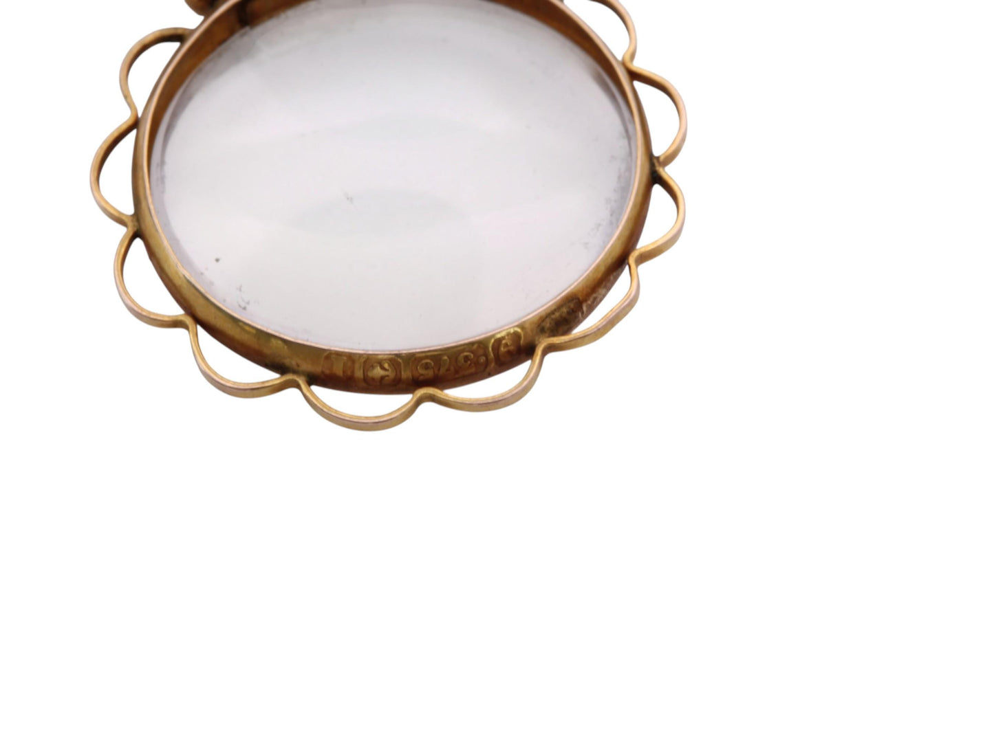Antique-9ct-Gold-Glass-Locket-|-Removable-Glass|-1910