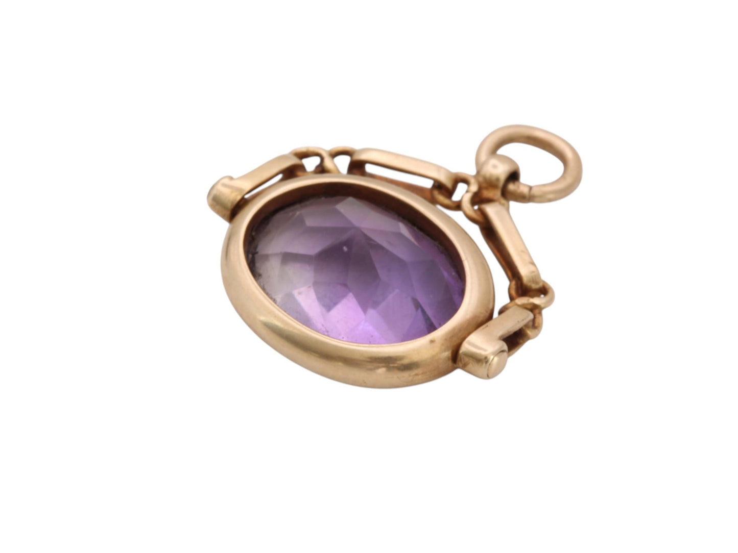 Antique 15ct Gold Amethyst Spinner Pendant | Faceted 5.5ct | Edwardian