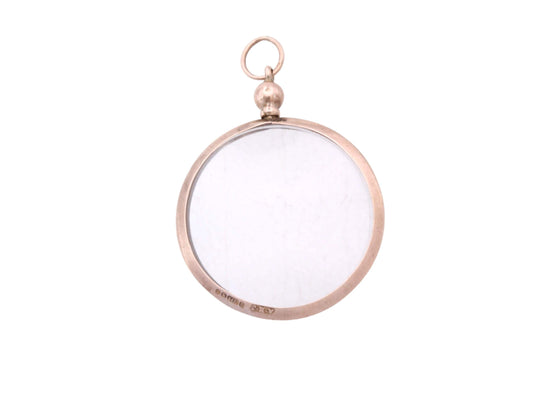 Antique 9ct Gold Screw-Top Glass Locket | Keepsake Photo Locket | 1914