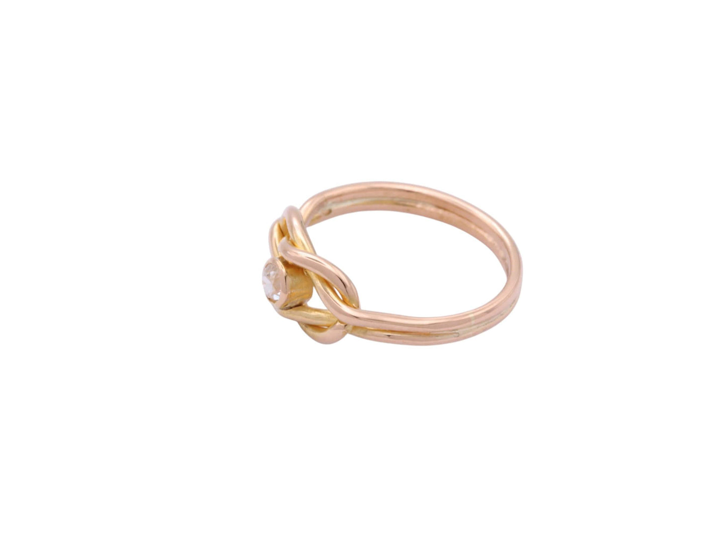 Antique 18ct Gold Lover's Knot Ring | Old Mine Cut Diamond | Victorian c.1880