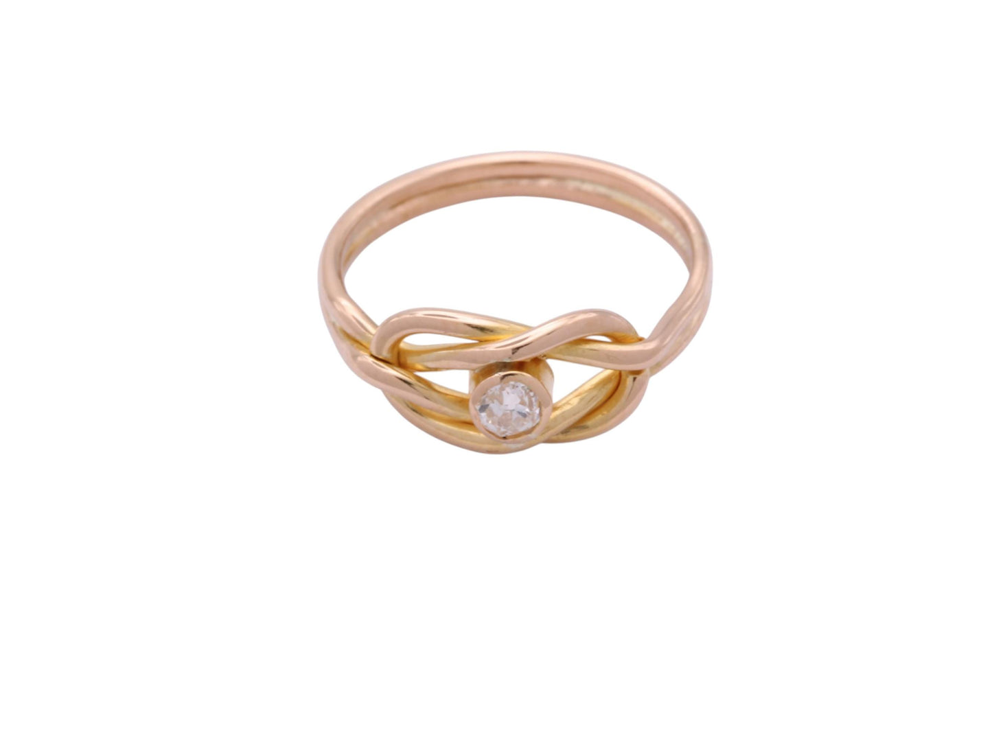 Antique 18ct Gold Lover's Knot Ring | Old Mine Cut Diamond | Victorian c.1880