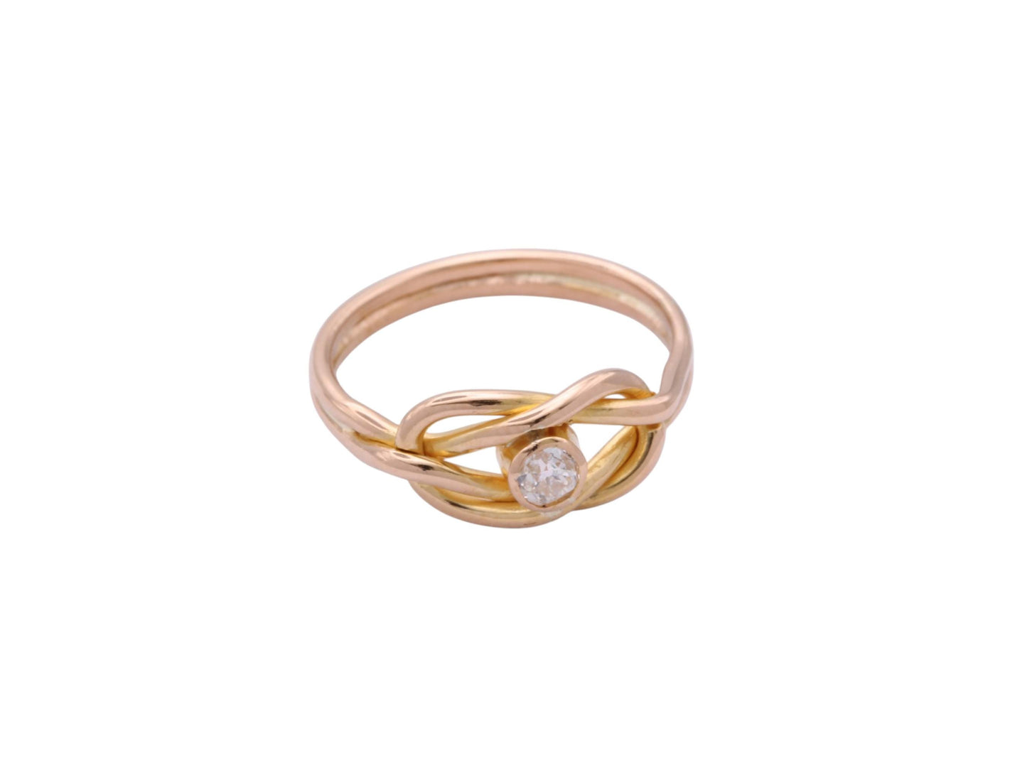Antique 18ct Gold Lover's Knot Ring | Old Mine Cut Diamond | Victorian c.1880