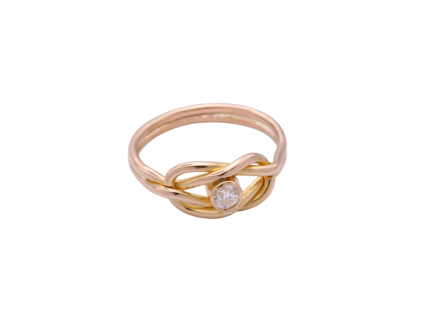 Antique 18ct Gold Lover's Knot Ring | Old Mine Cut Diamond | Victorian c.1880