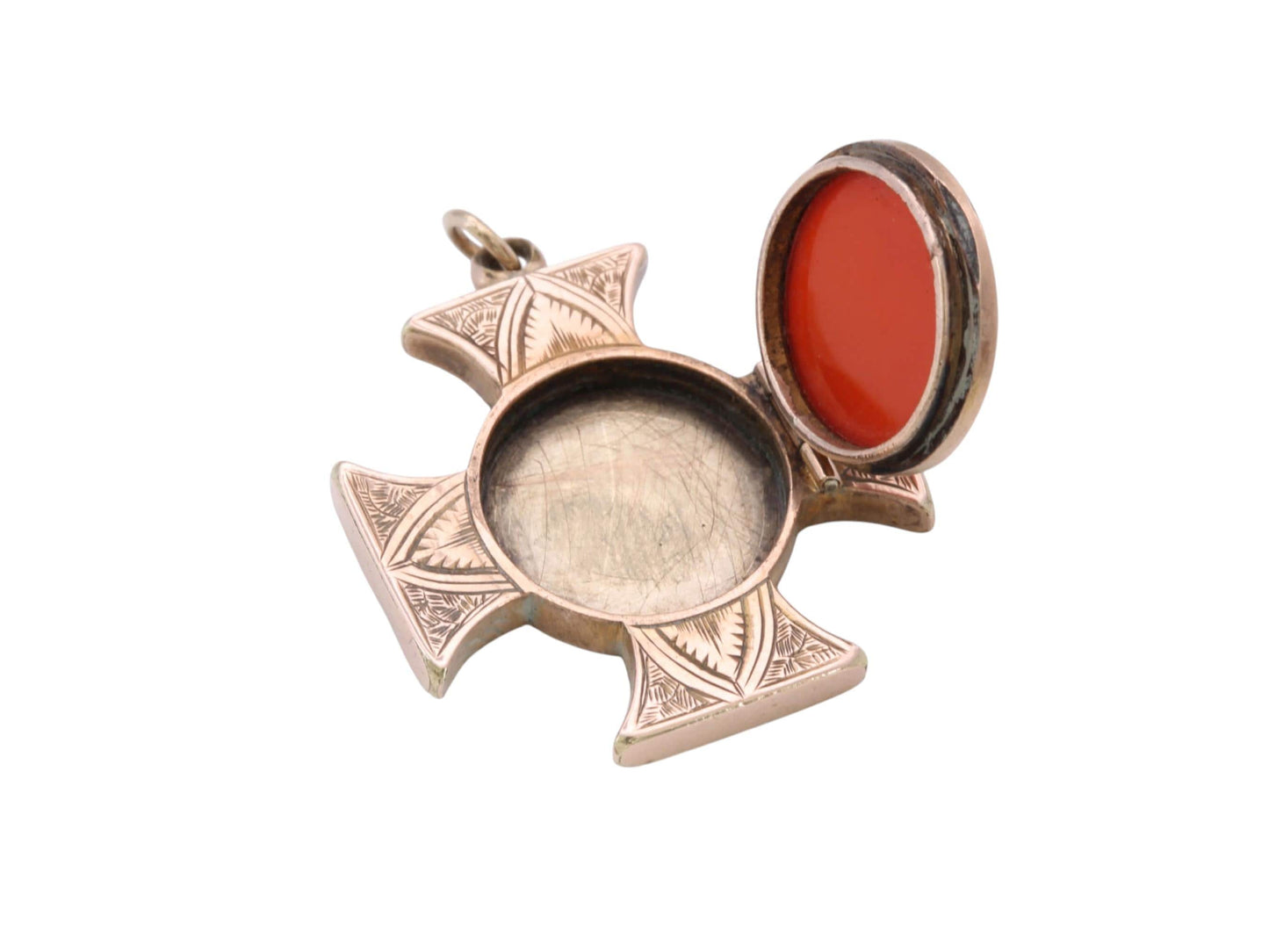 Antique 9ct Gold Maltese Cross Pendant | Sardonyx Locket Panel | Victorian