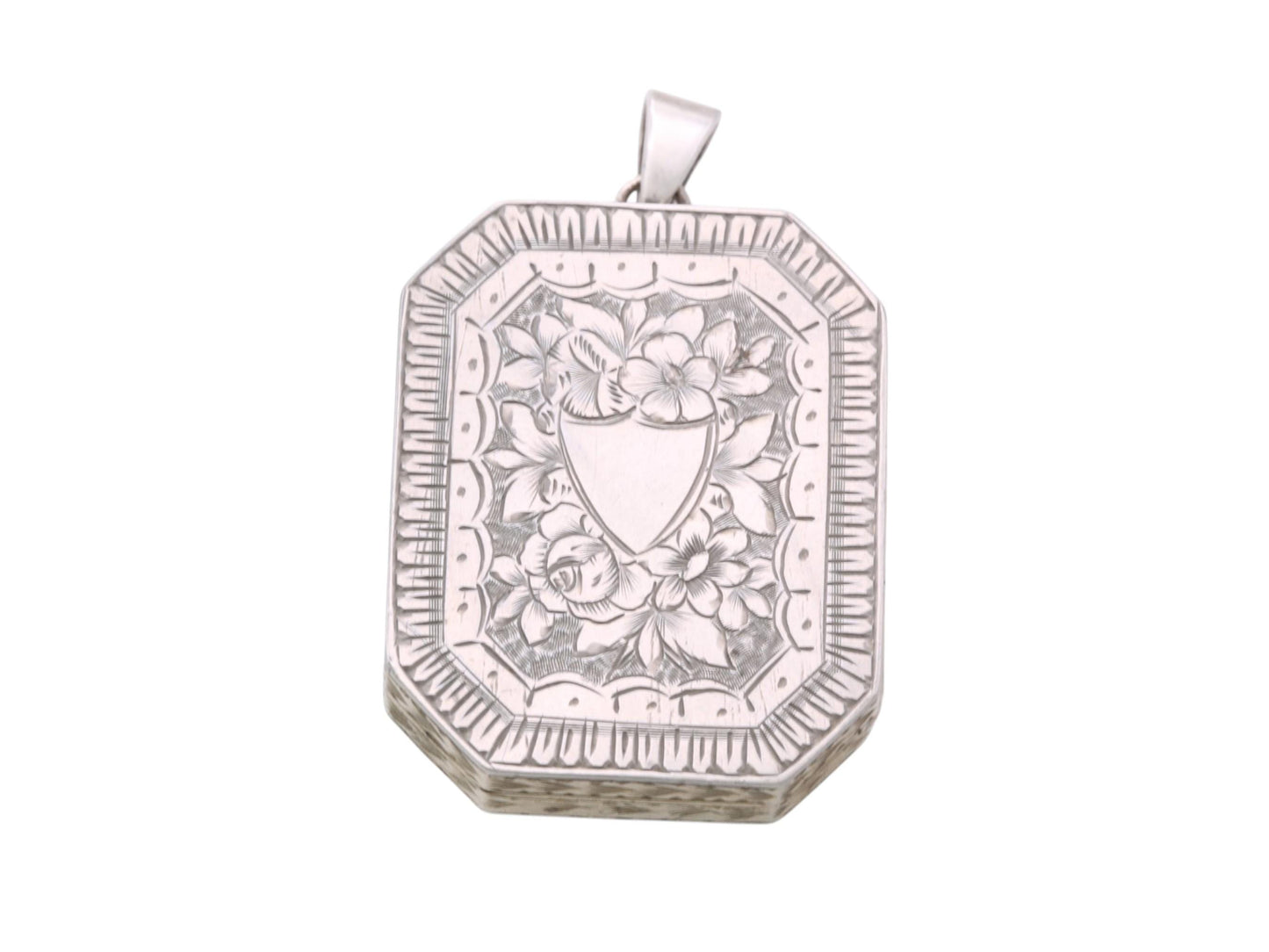 Antique Sterling Silver Mizpah Locket | Forget-Me-Not & Rose Chasing | Victorian