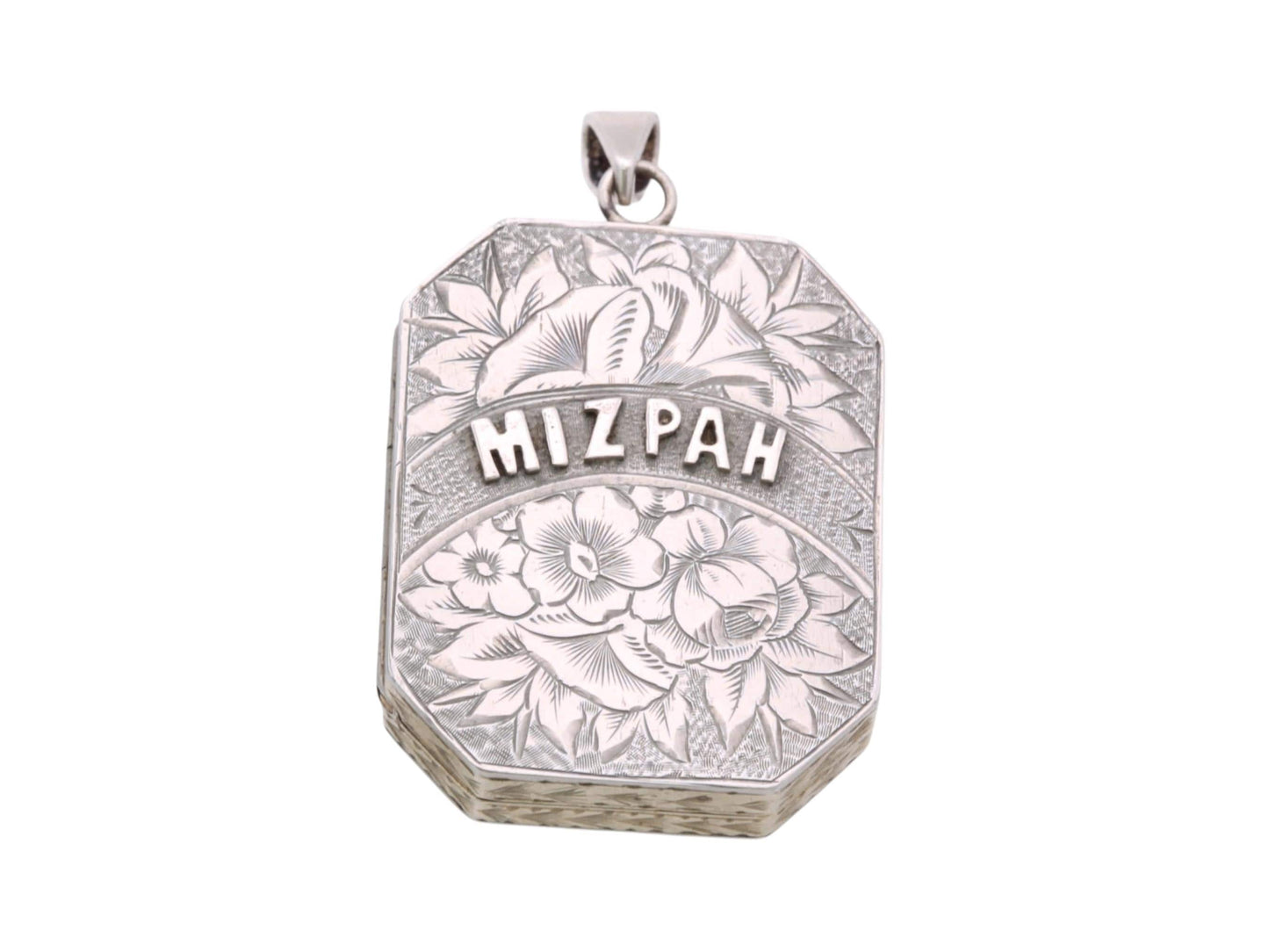 Antique Sterling Silver Mizpah Locket | Forget-Me-Not & Rose Chasing | Victorian