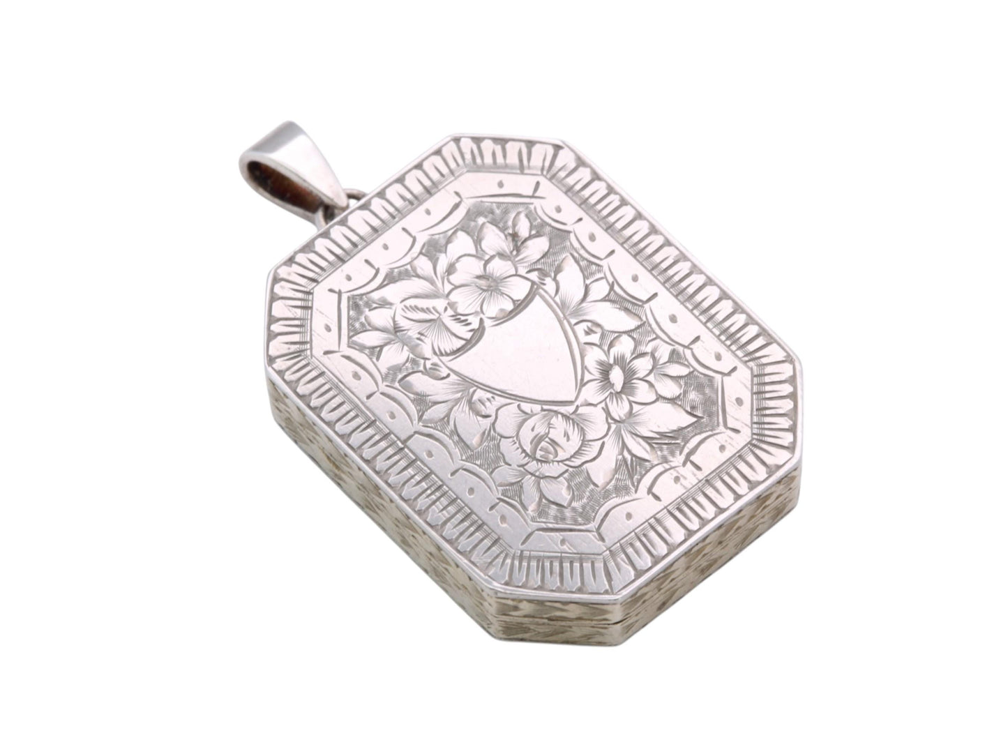 Antique Sterling Silver Mizpah Locket | Forget-Me-Not & Rose Chasing | Victorian