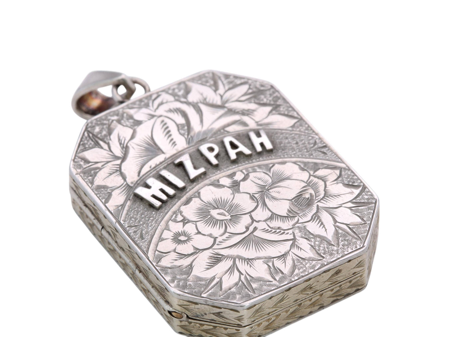 Antique Sterling Silver Mizpah Locket | Forget-Me-Not & Rose Chasing | Victorian