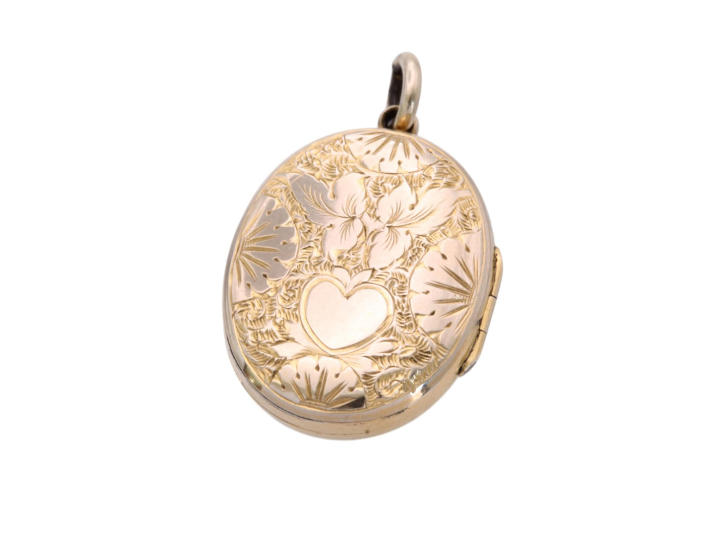 Antique 9ct Gold Locket | Ivy & Heart Chasing | Victorian c.1880